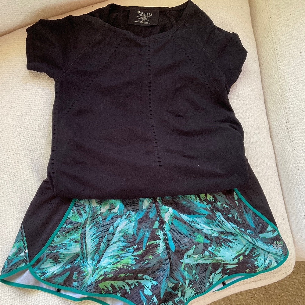 Athleta running outfit-shorts & shirt
